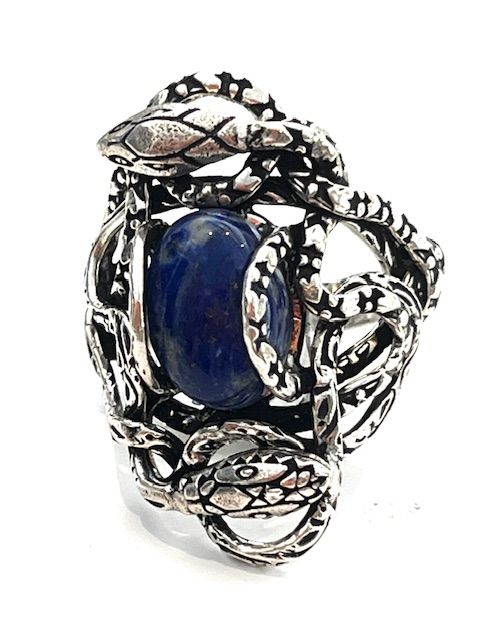 Ring, Blue Lapis Serpent, Sterling Siliver, Devotion