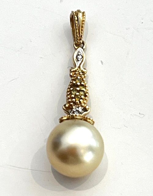 Pendant, 14kt YG, Fresh Water Pearl, Dia