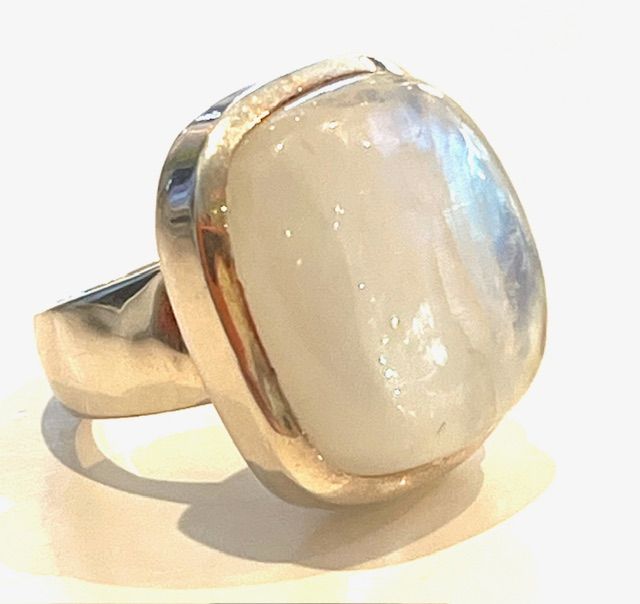 5s Ring, Square Moonstone, Sterling Silver