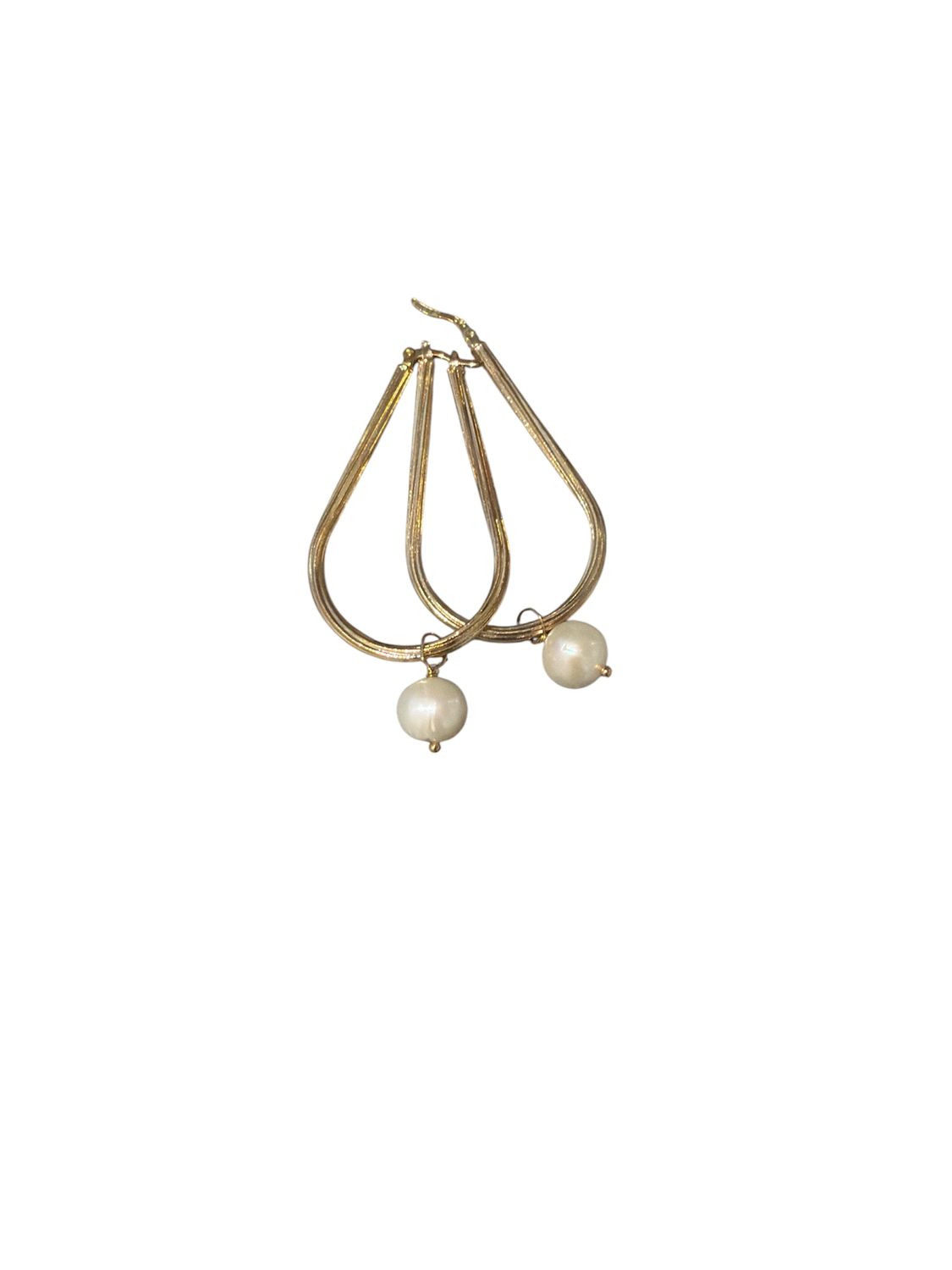 Earrings, Hoop with Removable Pearl