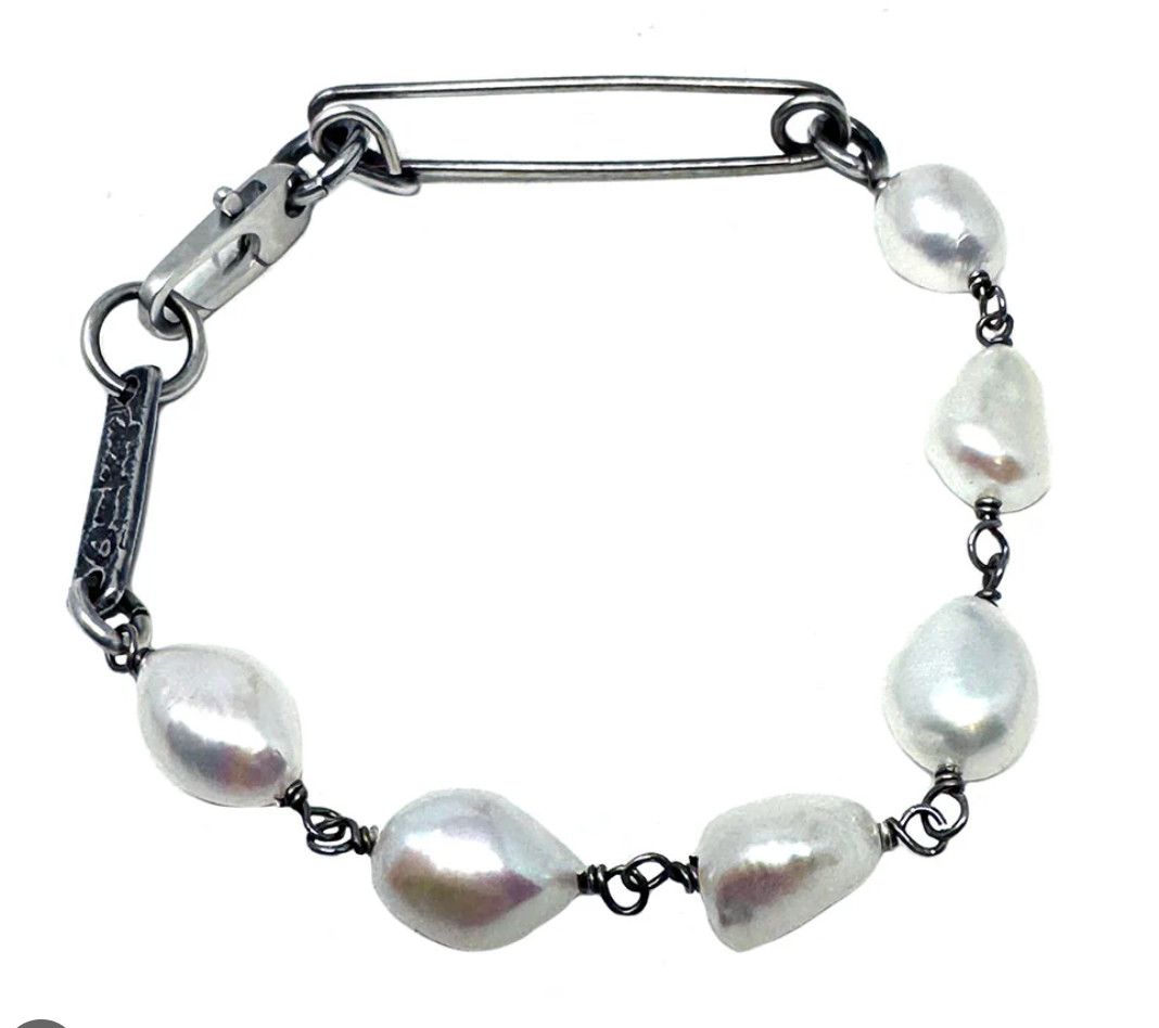 Bracelet, Freshwater Pearl &amp; Sterling Silver, 8&quot;