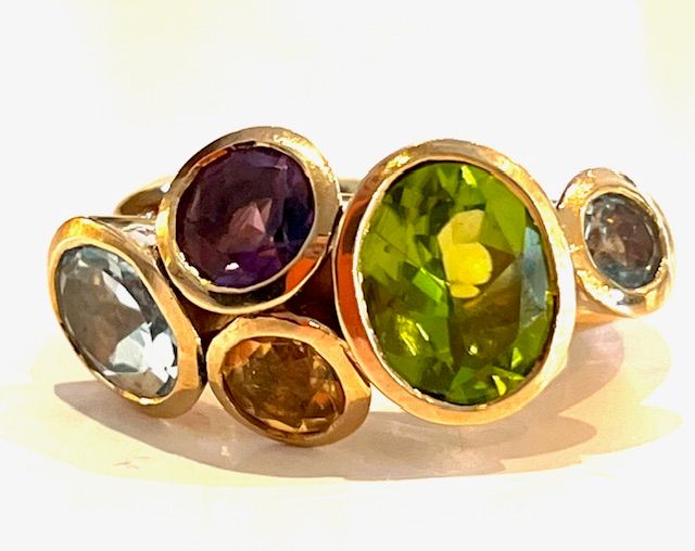 Mixed Stone Octopus Ring in Jewler&#39;s Bronze