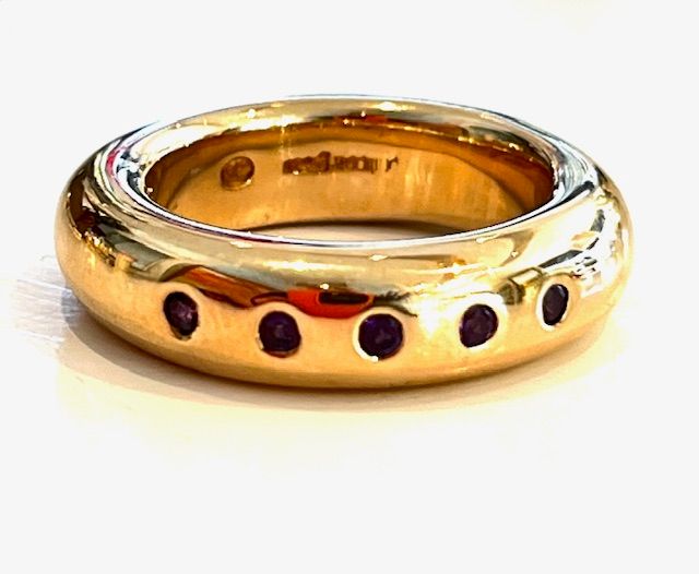 6mm 5 Stone Amethyst Donut Ring in Jeweler&#39;s Bronze