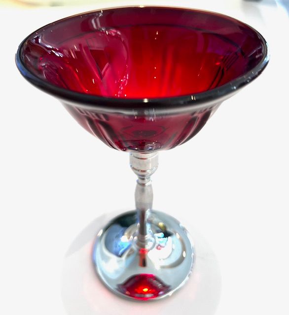 Set of 6 Mid Centiry Modern Red Glasses w/chrome screw-off stems