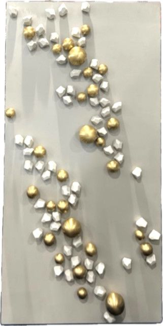 Wall Play Art - Includes Metallic Light Bronze Wood Substrate, Brass and Marble Accents