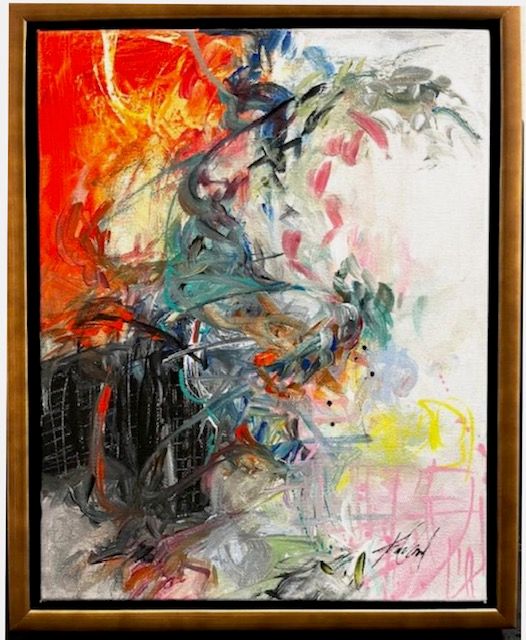 Original Art by Kelly O&#39;Neal, Mixed Media on Canvas, Classic Gold Frame, 12.5&quot; x 15.5&quot;