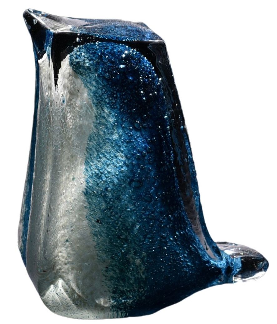 Glass Bird, Large, 7&quot; Blue and Clear