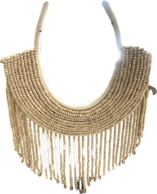 Wood Bead Necklace Fringe On Stand Indonesia