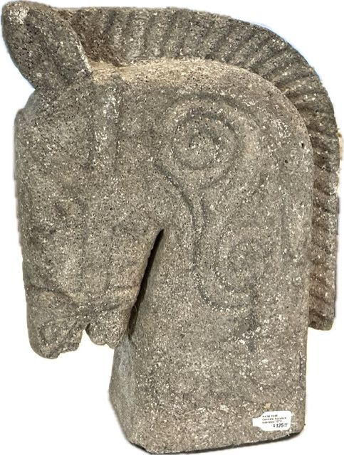 Horse Head Concrete Sculpture Indonesia 10&quot;H