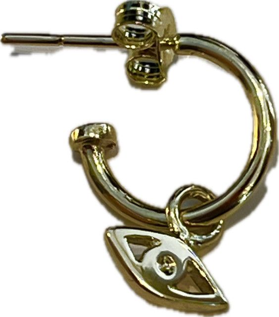 9k Huggie Hoops w/ 9k Eye Charms