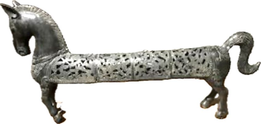 Vintage Bronze Long Horse Indonesia (w) 39″ x (d) 6″ x (h) 8″