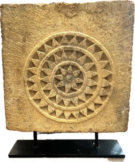 Antique Stone Large Fragment Panel on stand 20.5&quot;H x 17W