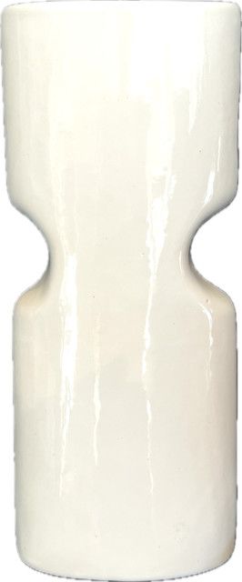 Gabbianelli White Ceramic Vase Tall Vintage Oval
