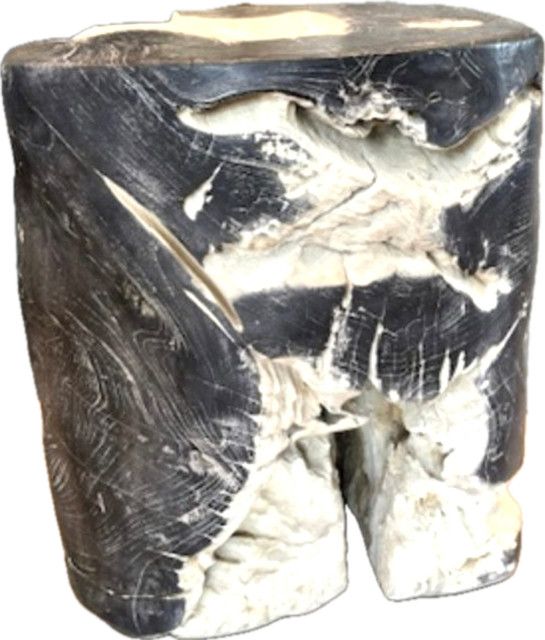 Table, Stool, 16&quot;h x 16&quot;w Bali Black and Bleached  Indonesian Teak