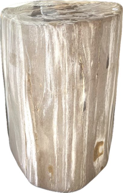 Petrified Wood Stool / End Table Polished Cream, 15 x 17 x 19&quot;h