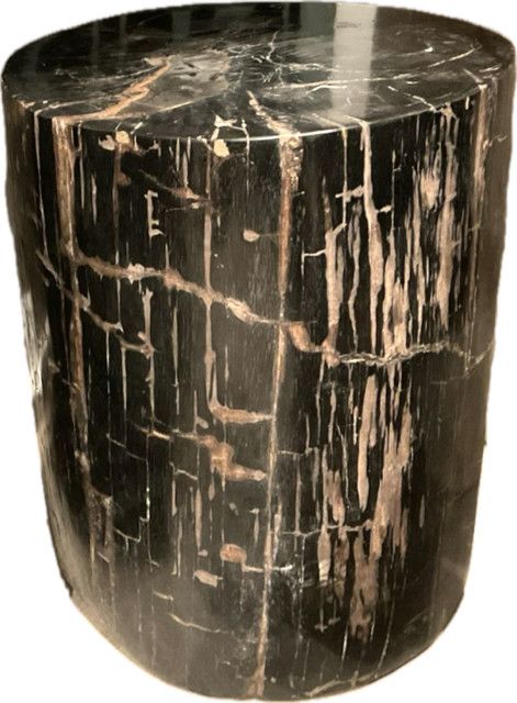 Polished Petrified Wood Stool End Table Indonesia 18.25&quot; H
