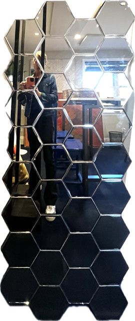 Vintage Geometric Mirror, 25&quot; L x 62&quot; H, Grey Gray Smoked Each