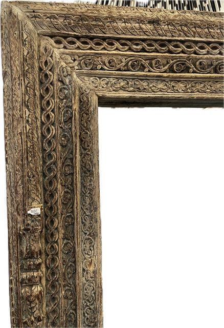 Mirror Mid 19th C Antique Hand Carved 69&quot; H x  46&quot;, Orig Door Frame