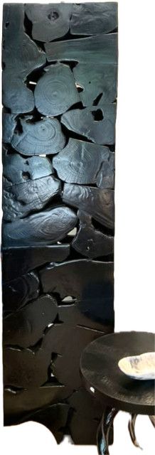 79 x 20 Bali Sliced Teak, Column, Pedestal, Black Polished