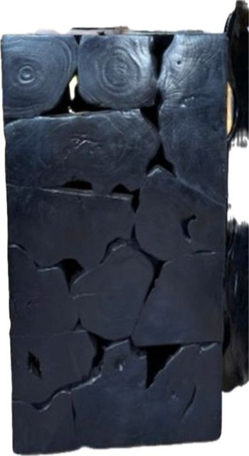 Column, Pedestal, 39&quot;h, x 20&quot;w, Bali Black Polished Sliced Teak, 2 Avail