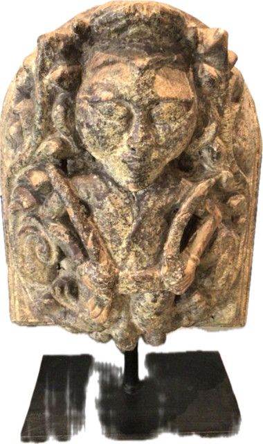 Antique Goddess Late 19th C Teak, Architectural Element &quot;Goddess on Stand&quot;