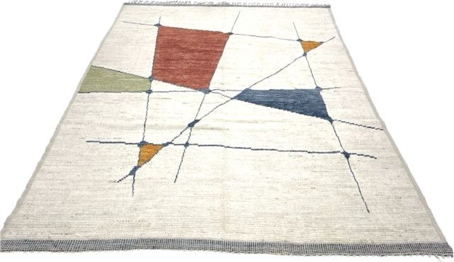 Rug Moroccan Ivory w/ Multi Color Abstract 8.1 x 9.9&#39;