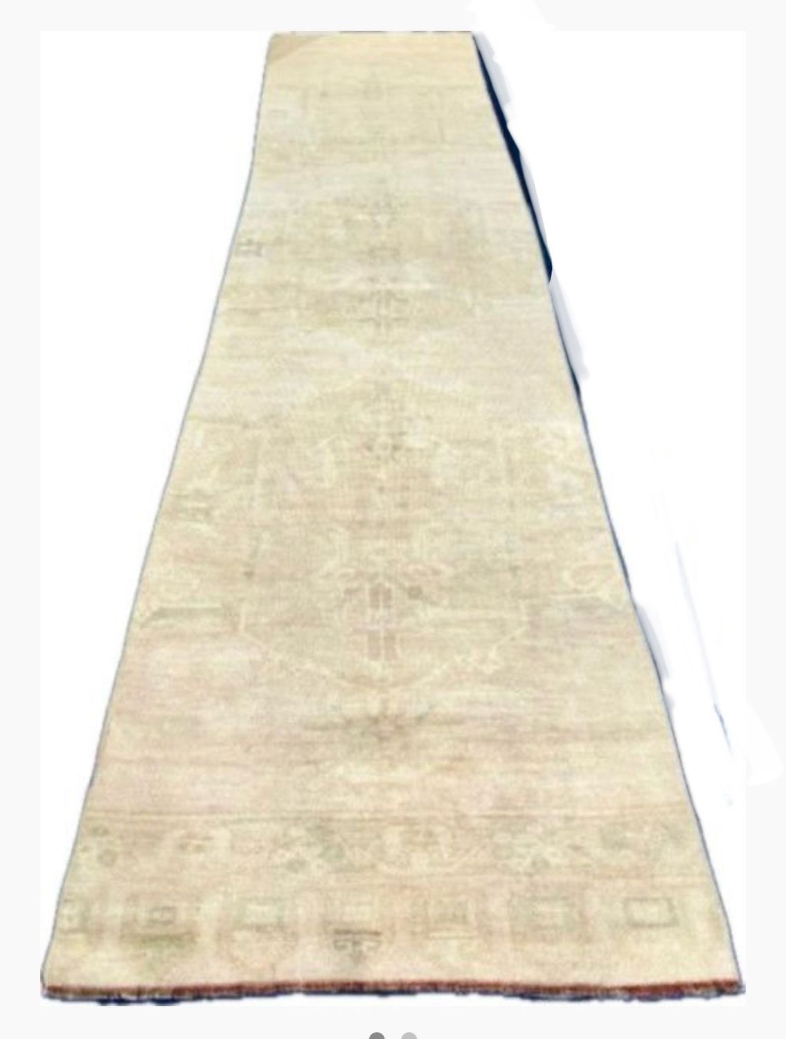 Turkish Wool 12&#39;9&quot; x 34&quot; Runner, Lt Neutrals, Hand Knotted