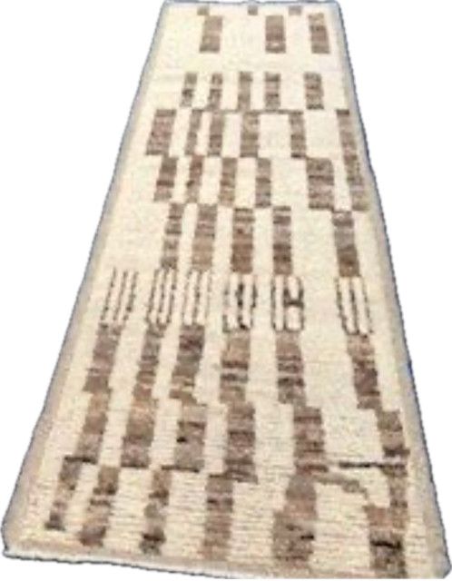 Moroccan Rug Runner, 2&#39;8&quot; x 8&#39;5&quot;, Taupe/ Brown/ Beige Linear Pattern