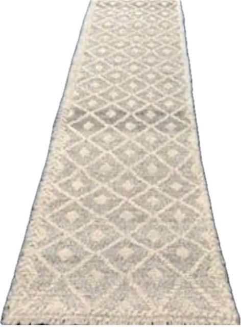 Moroccan Rug Runner, 2&#39;5&quot; x 10&#39;,  Soft Black/Grey/Ivory Diamond Pattern