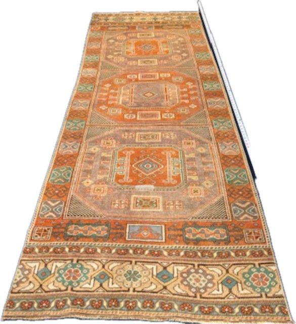 Turkish Wool 8&#39;10&quot; x 3&#39; Runner, Orange/Browns