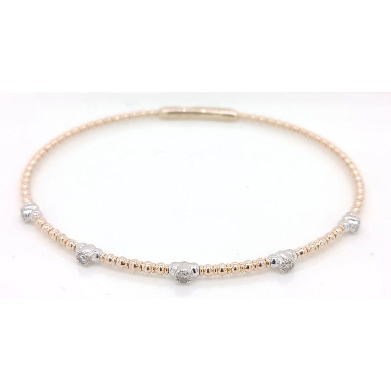 Bracelet, 14k wire bangle with diamond stations .18ctw