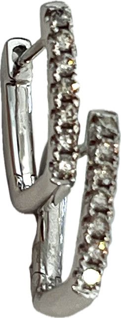 Earrings 14k WG elongated diamond hoops .26 ctw