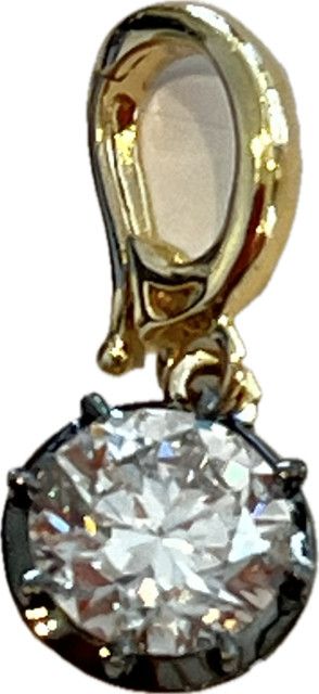 Pendant, Round Brilliant 1ctw Lab Diamond in Georgian Setting, 14k and Rhodium Plated Sterling