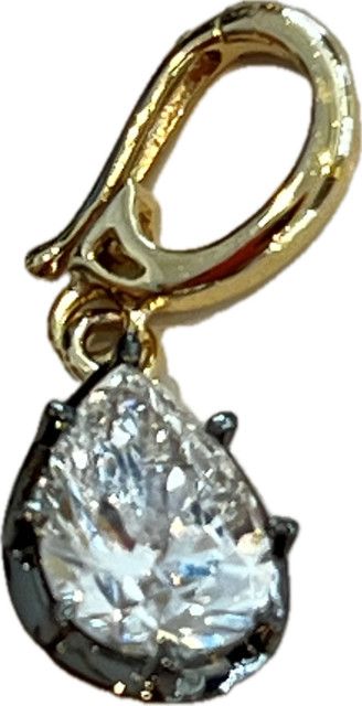Pendant, Pear Cut 1ctw Lab Diamond in Georgian Setting, 14k and Rhodium Plated Sterling