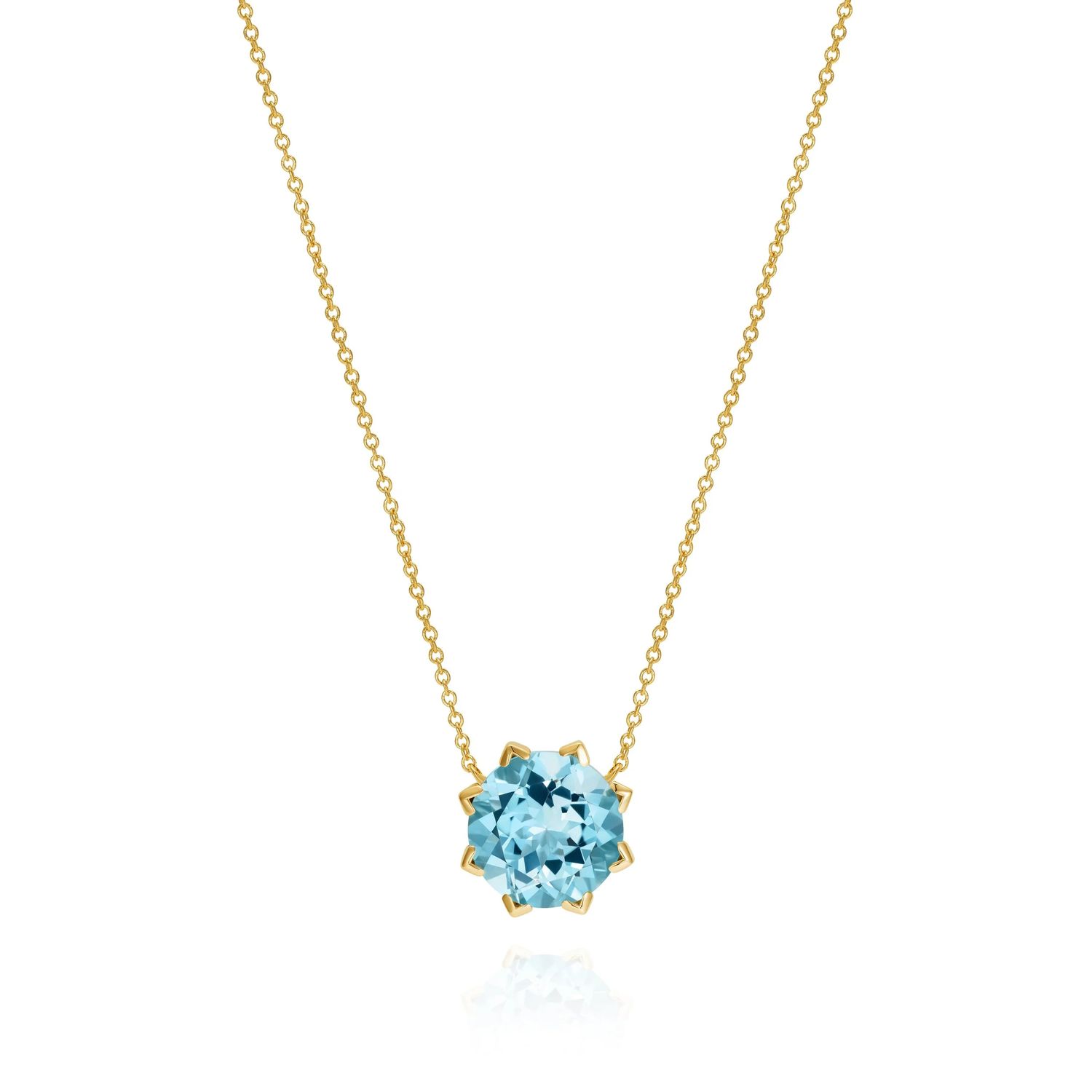 Necklace, Sunburst in 14Kt Yellow Gold - Sky Blue Topaz 5.76Ct
