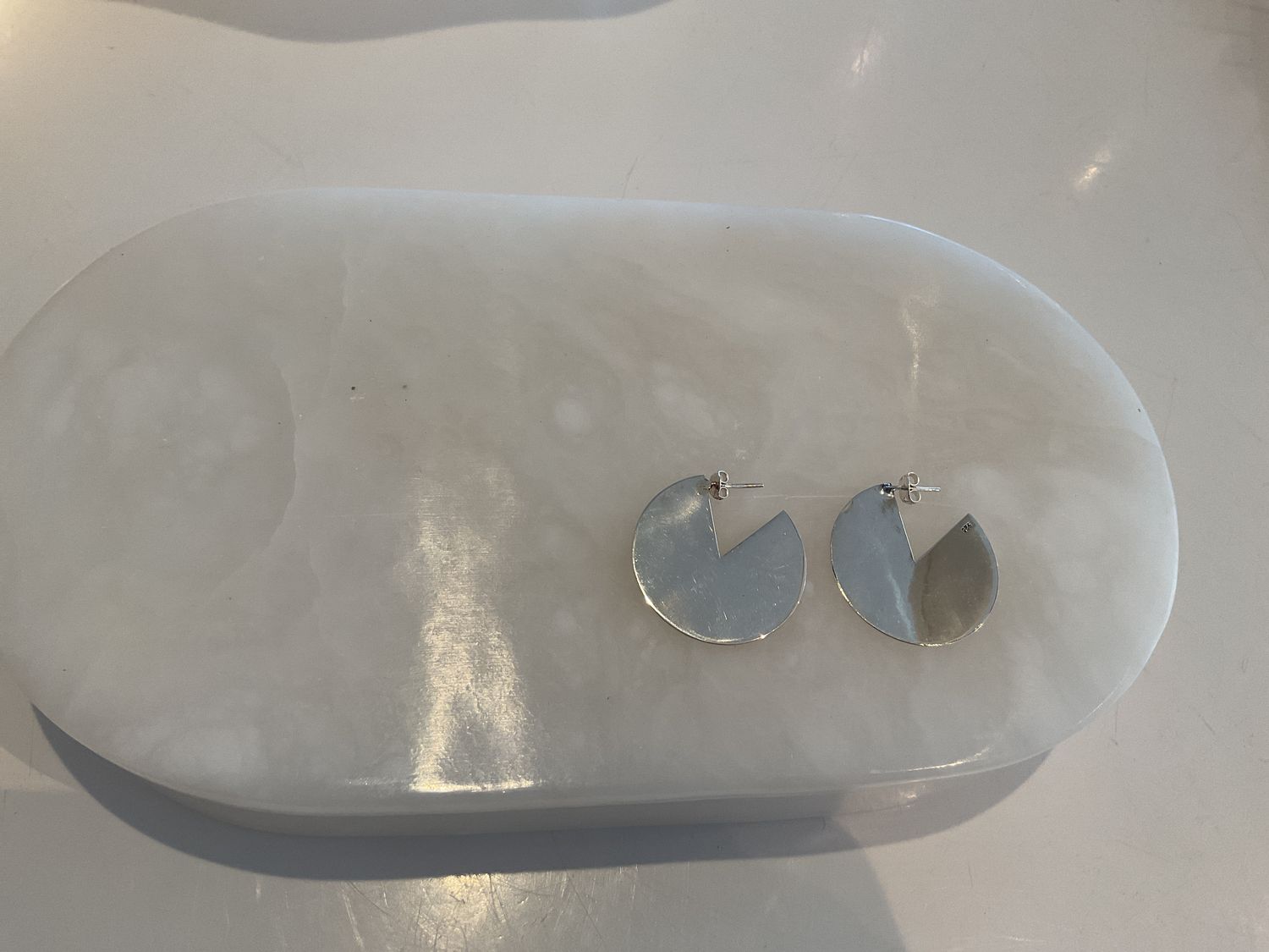 Earrings, Sterling Discs Sans Wedge, Posts (Pac-Man)