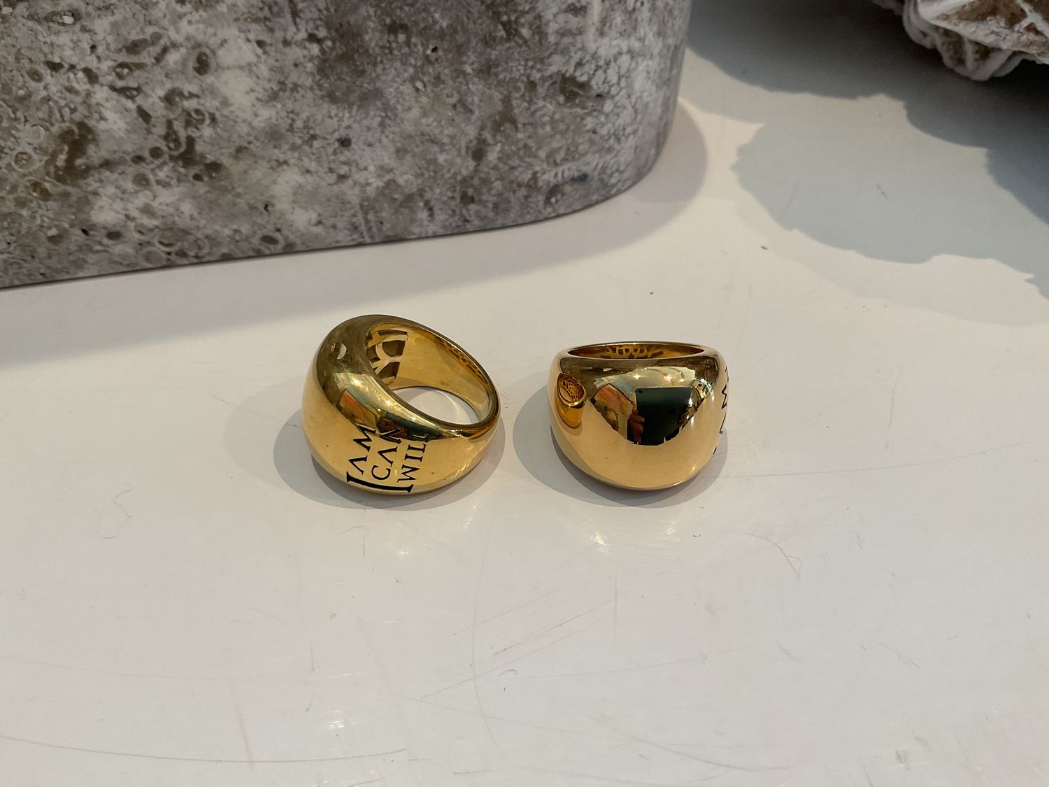 Ring, I Am Can Will in 925 Sterling Silver - 18Kt Gold Plated, Sz 6.5 &amp; 7.5