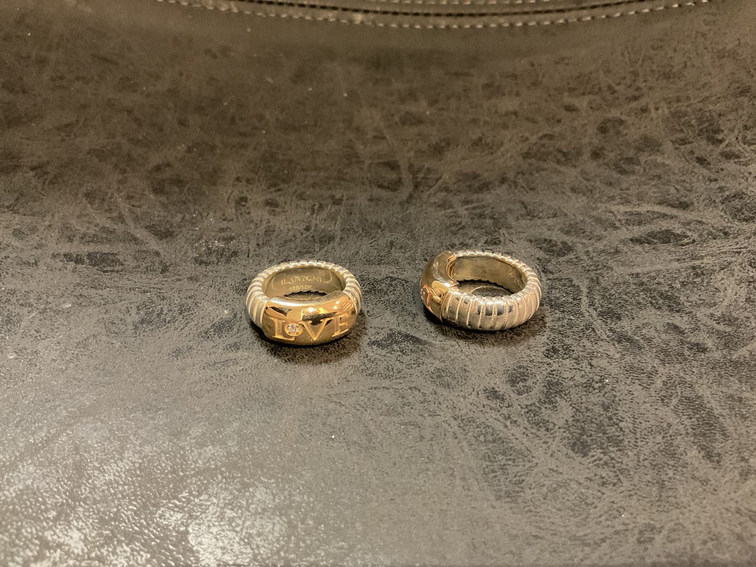 Ring, I LOVE Me in 925 Sterling Silver with 10K gold and Natural Diamond, Sz 6 &amp; 7