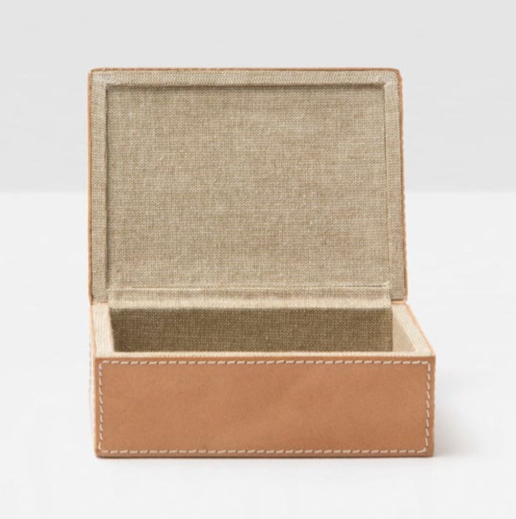 Accent Box Sm Aged Camel Full Grain Leather 5.5&quot;L x 4&quot;W x 2&quot;H