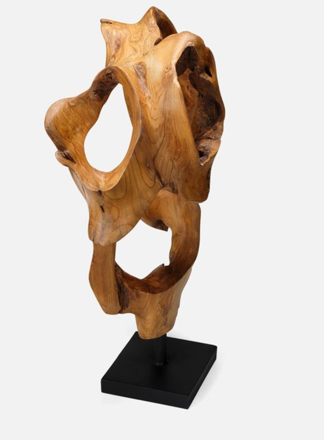 Sculpture Natural Teak Single Piece On Custom Stand 20&quot;L x 8W x 25H