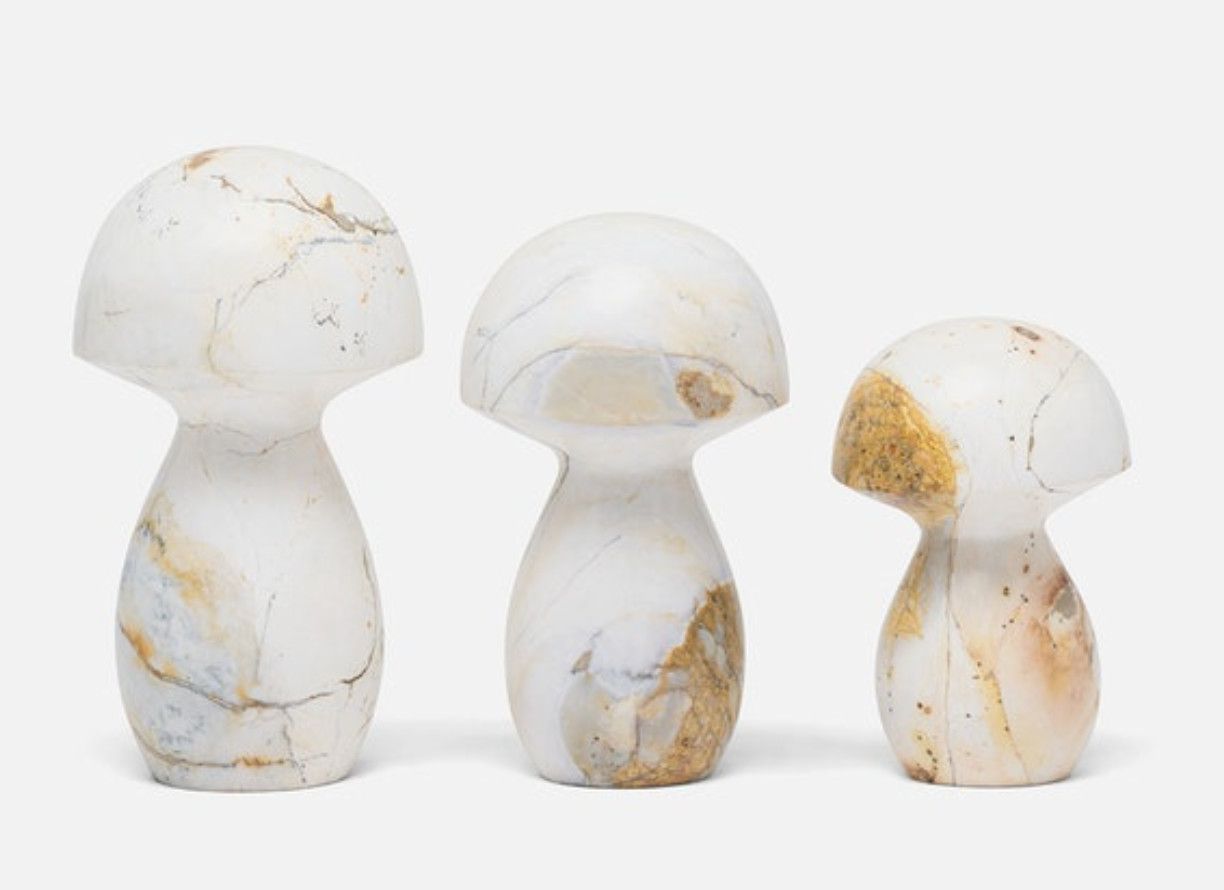 Set/3 Jasper Stone Mushroom sculptures 3&quot;, 4&quot;, &amp; 5&quot;