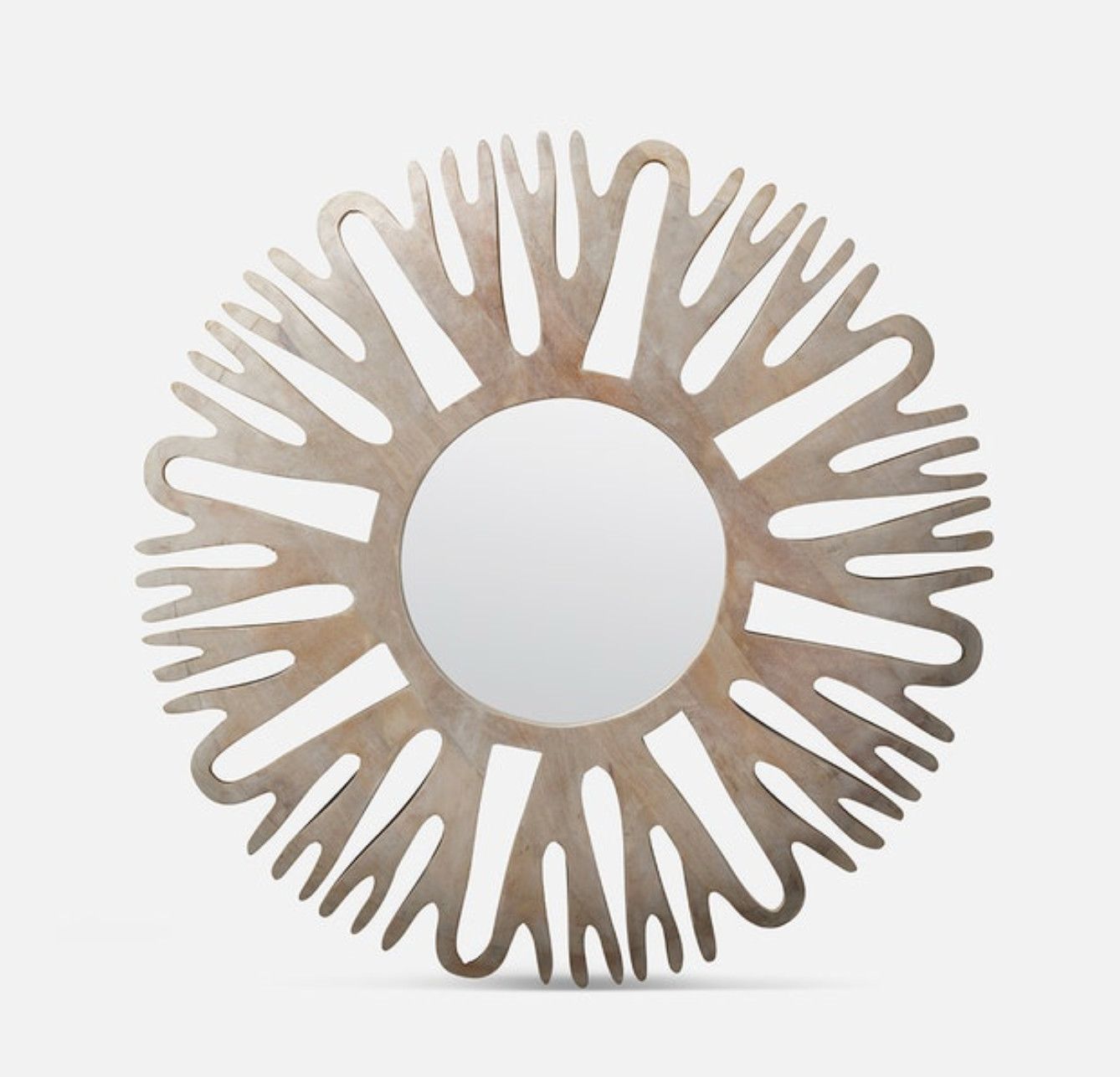 Mirror Abstract Floral Shape Natural Pinewood 32&quot;D