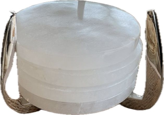 Alabaster Coasters w/Nickel Holder