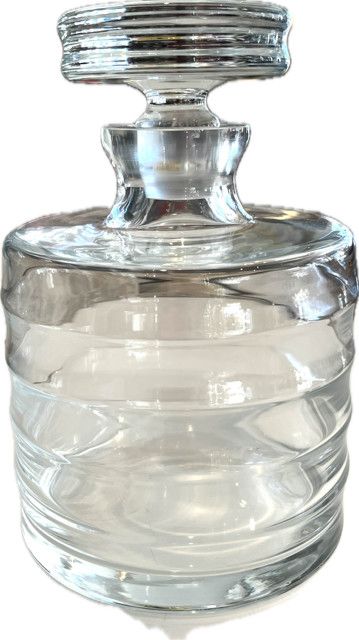 Decanter, Ribbed Glass Clear Wide Body