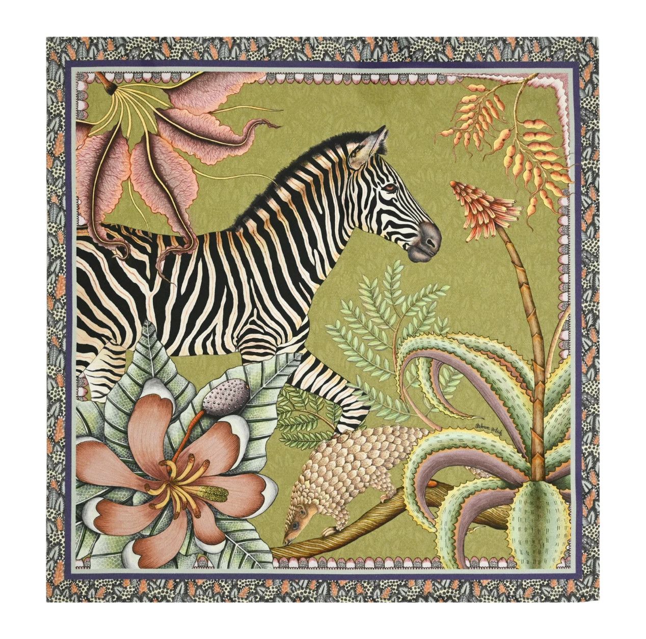 Napkin Set of 2, Zebra Stripe, Soft Green and Multi, 100% Cotton