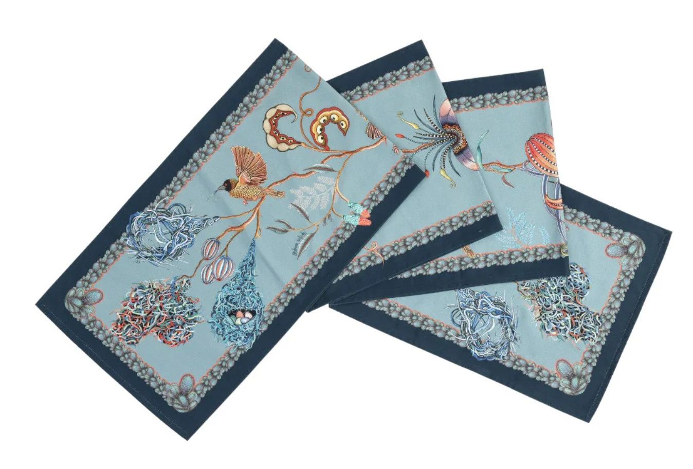 Table Runner, Small 94 x 16, Mist, Nest Building, 100% Cotton