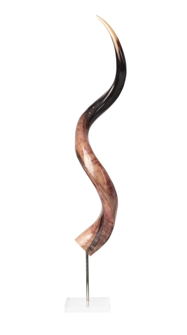 Horn On Stand, Polished Kudu 5&quot; x 30-33&quot;H