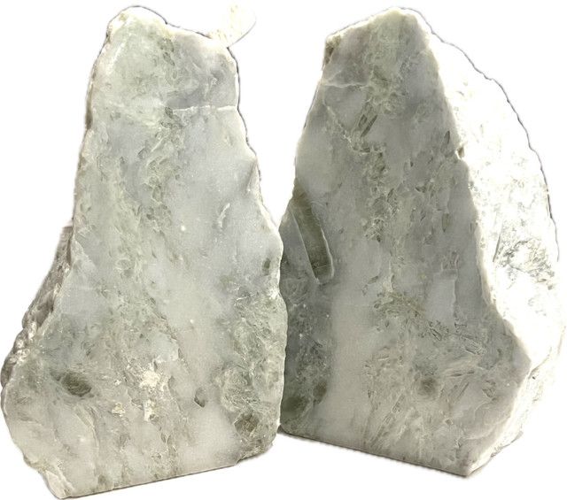 Bookends Pair White with Gray Limestone