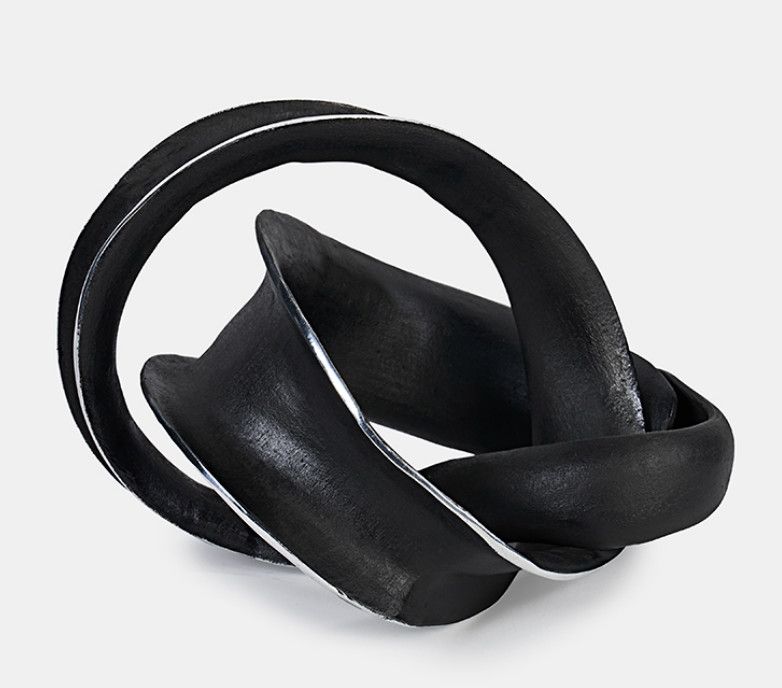 Sculpture, Aluminum w/ Antique Silver &amp; Matte Black Finish 10.5H x 8.75W x 6.75D