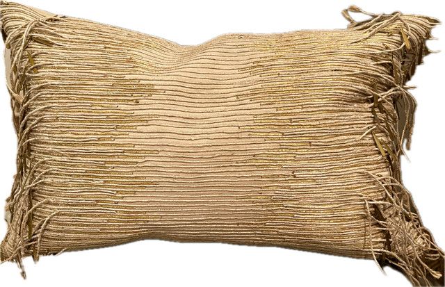 Pillow Artisan Tan w/Gold, Brass Details 13 x 20